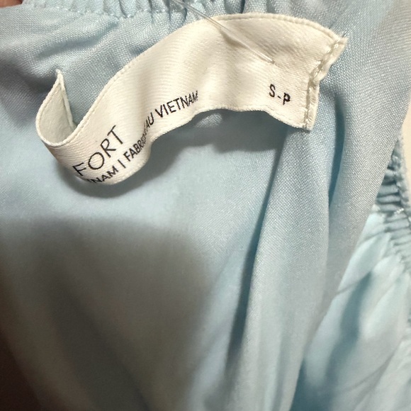 Oak + Fort Light Blue Midi Dress NWT | Tie Strap Button Front Sundress S - Picture 5 of 7